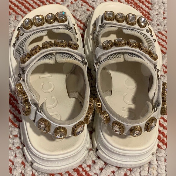 Gucci Leather and mesh sandal with crystals size 39 - Picture 6 of 9